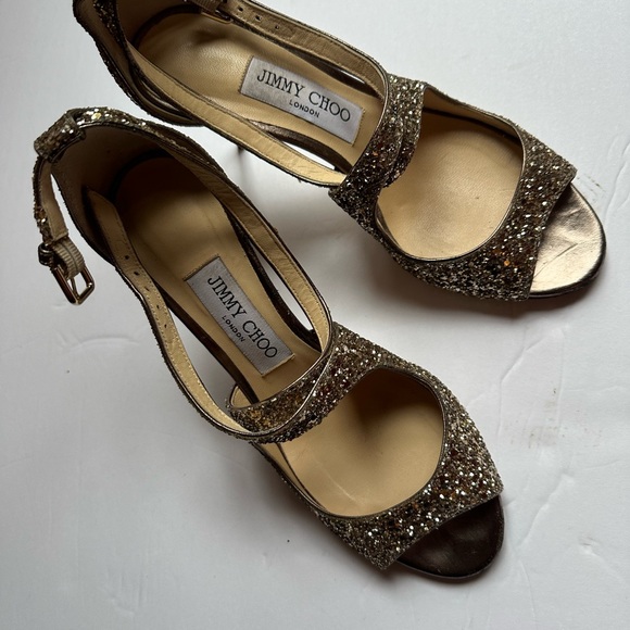 Jimmy Choo Emily 100 rose gold sandals. Pretine shape. Vibram soles. 36 1/2 - Picture 4 of 8